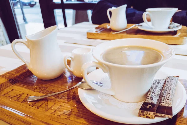 Cup of coffee in cafe food background