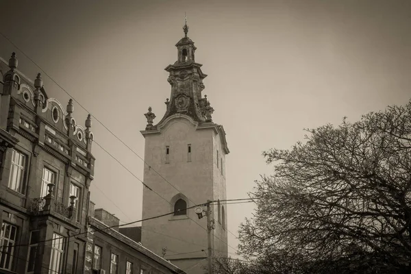 Magnificent Winter Lviv Architecture Streets — Stock Photo, Image