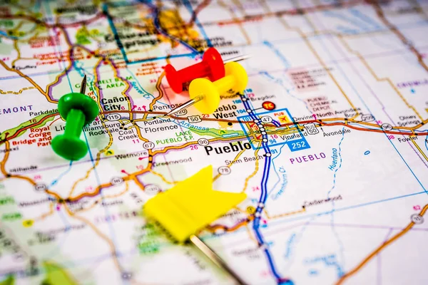 Pueblo Eua Mapa Viagem Fundo — Fotografia de Stock