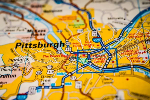 Pittsburgh Abd Seyahat Haritası Geçmişi — Stok fotoğraf