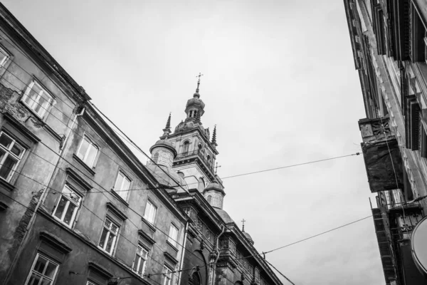 Prachtige Winter Lviv Architectuur Straten — Stockfoto