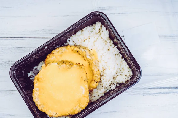 Chicken Cutlet Cheese Rice — Stockfoto