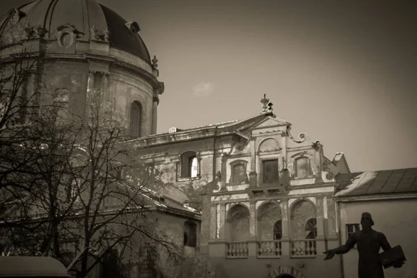 Magnificent Winter Lviv Architecture Streets — Stock Photo, Image