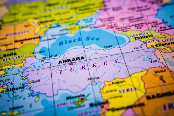 Turecko Mapě Světa — Stock fotografie