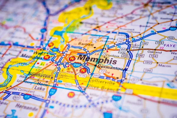 Memphis on USA map background