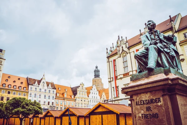 Wroclaw Daki Güzel Pazar Meydanı Güzel Eski Evler — Stok fotoğraf