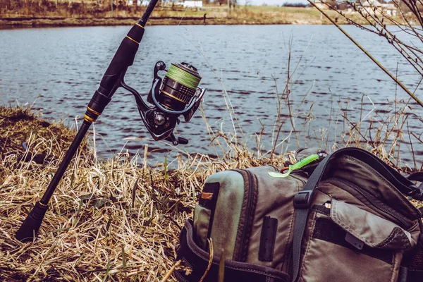 Fiske Utomhus Rekreation Sjön Bakgrund — Stockfoto