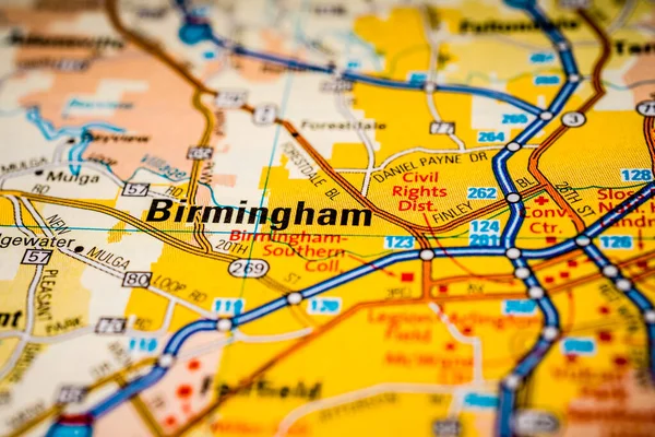 Birmingham on USA map background