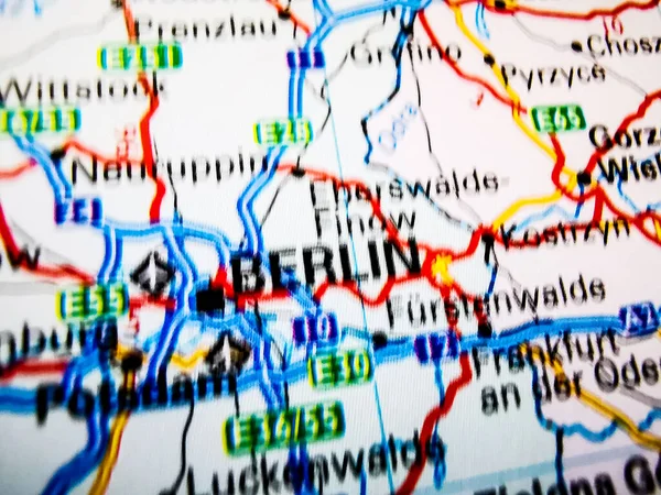 Berlin on a road map of Europe