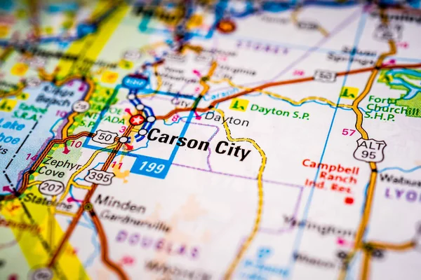 カーソン市Usa地図 アトラス旅行の背景 — ストック写真