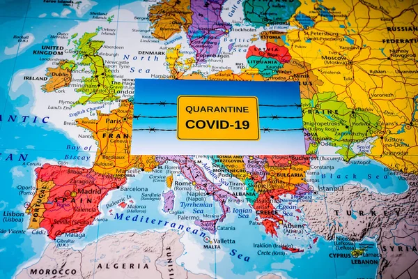 Карта Європи Coronavirus Covid Karantine — стокове фото