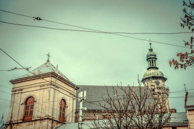 Muhteşem kış Lviv mimarisi ve sokakları