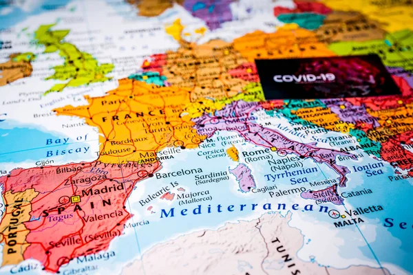 Europa Karta Coronavirus Covid Karantän — Stockfoto