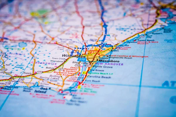 Wilmington Pozadí Cestovní Mapy Usa — Stock fotografie