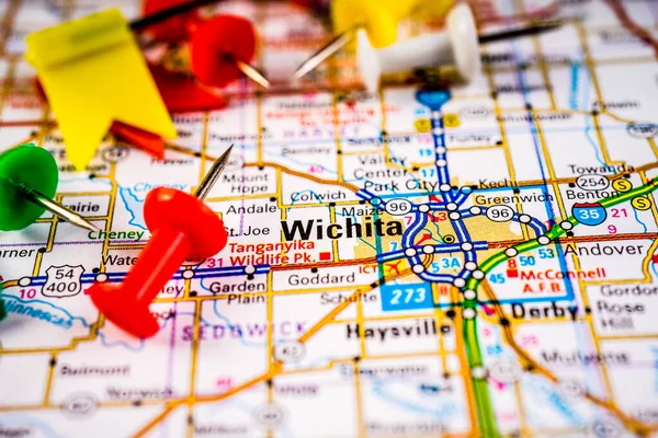 Wichita Usa Map Travel Background — стокове фото