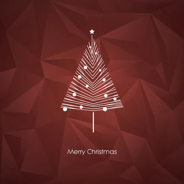 Modèle abstrait moderne de carte vectorielle d'arbre de Noël avec le symbole de vacances de Noël d'art en ligne sur fond poly bas . — Image vectorielle