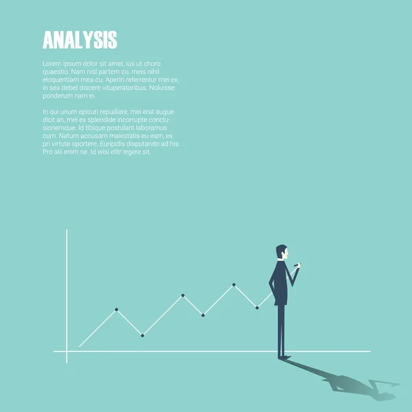 Graphique de dessin d'homme d'affaires sur le mur. Illustration de concept d'analyse d'entreprise pour la présentation de rapport ou de données . — Image vectorielle