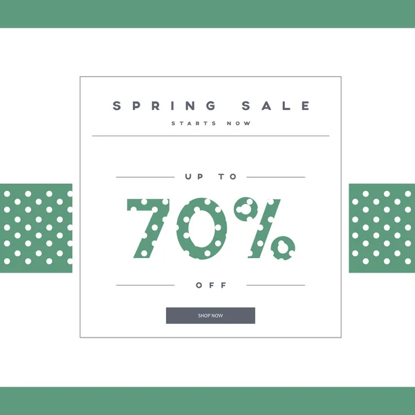 Bannière de vente de printemps avec typographie élégante pour les offres de vente de luxe à la mode. Design moderne simple, minimaliste, à pois . — Image vectorielle