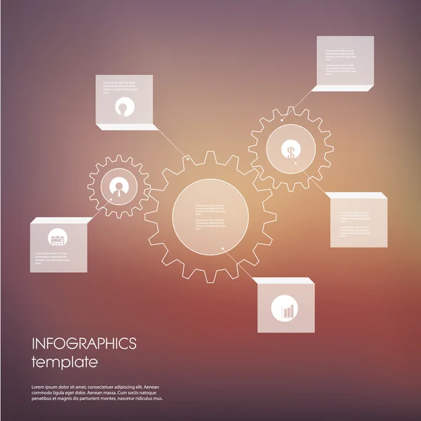 Vit industriell bakgrund infographic mall med genomskinliga element och uppsättning ikoner för Affärspresentation. — Stock vektor