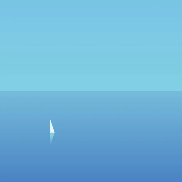 Yate minimalista en la ilustración del vector oceánico. Vacaciones de verano o símbolo de vacaciones . — Vector de stock