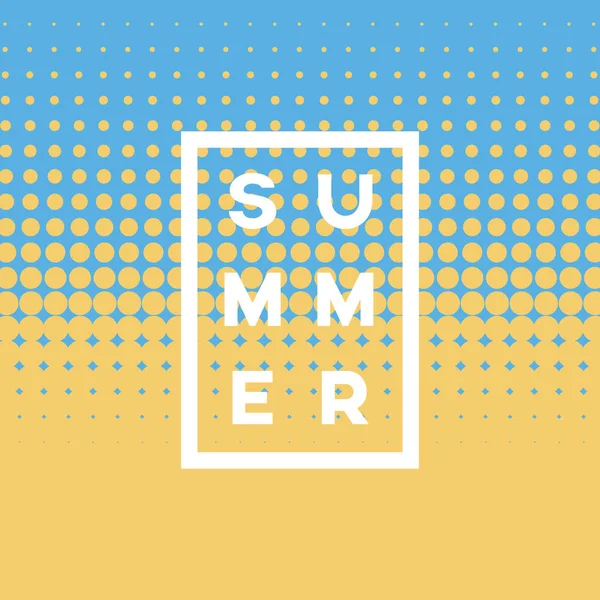 Plantilla de póster vectorial vintage de verano con diseño de fondo de medio tono y arena de playa y colores del mar . — Vector de stock