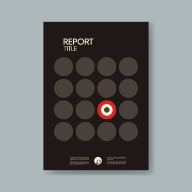 Yıllık iş raporu kapak şablonu modern malzeme tasarım stil vektör arka plan ile. Hedef ön sayfasında sembolü.
