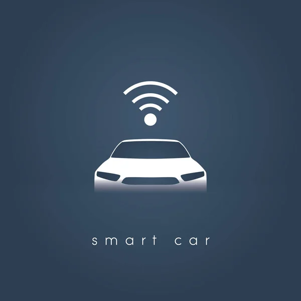 Concetto di vettore automobilistico intelligente o intelligente. Tecnologia automobilistica futuristica con guida autonoma, auto senza conducente . — Vettoriale Stock