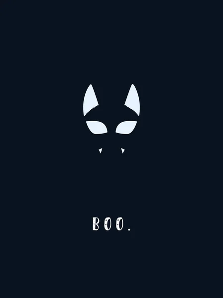 Symbole de chat Halloween utilisant la silhouette de l'espace négatif. Animal dessin animé de vacances avec chaton vampire maléfique . — Image vectorielle