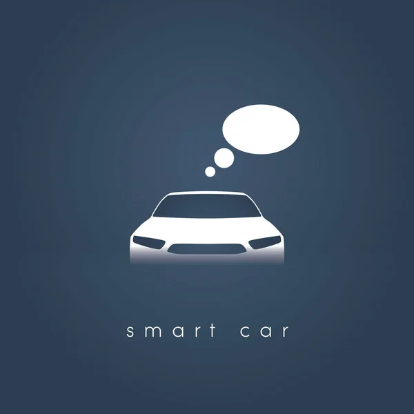 Concepto de vector de coche inteligente o inteligente. Tecnología automotriz futurista con conducción autónoma, coches sin conductor . — Vector de stock