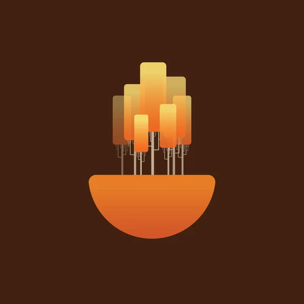 Symbole de concept vectoriel paysage d'automne avec des feuilles orange sur les bouleaux. Détente, paysages calmes . — Image vectorielle