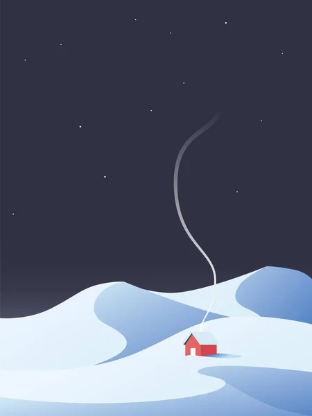 Winter cabin, chalet, house in snowy mountains nature scenery. Symbol of winter relax, retreat. — Stock Vector