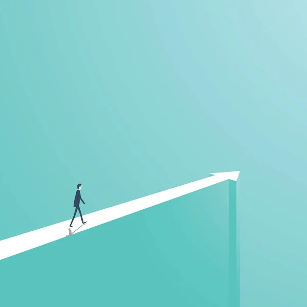 Illustration vectorielle du concept d'entreprise ou d'orientation professionnelle. Homme d'affaires marchant sur la flèche . — Image vectorielle