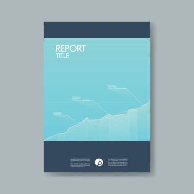 Mavi çizgi grafik illüstrasyon iş raporu kapak vektör şablonu. Sunumlar, yıllık raporlar, broşürler, pazarlama için uygun.