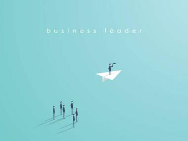 Business leadership concept with businessman flying on a paper plane as symbol of success, ambition, inspiration. clipart