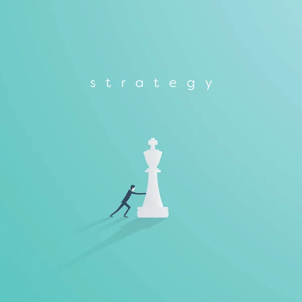 Strategi vektor affärsidé med affärsman spela schack. Symbol för vision, konkurrens, förhandling, planering och utmaning. — Stock vektor