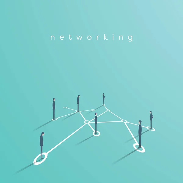Gruppo di uomini d'affari networking, rendendo i contatti concetto vettoriale illustrazione. Simbolo di comunicazione, lavoro di squadra, collaborazione . — Vettoriale Stock