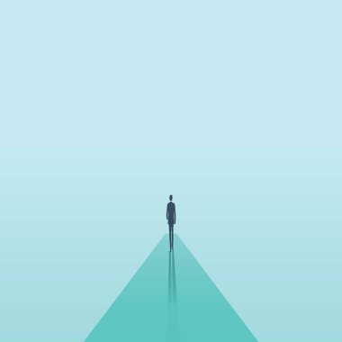 İş kariyer vektör kavramı ileri yürüyüş işadamı ile. Kariyer fırsatı, büyüme, başarı sembolü.