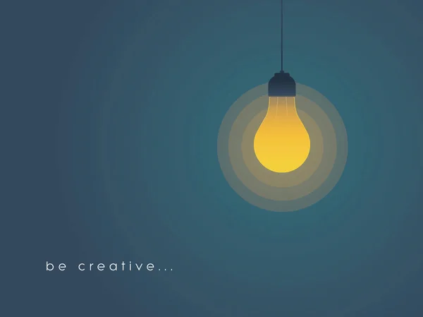 Kreativität Konzept mit Glühbirne an. Neues, frisches, kreatives Ideenkonzept. — Stockvektor