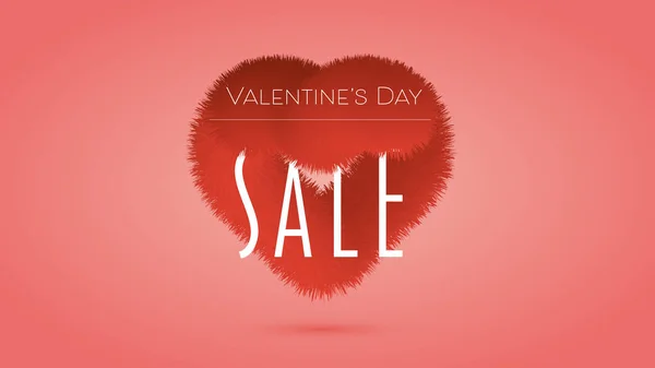 Valentine day sale vector banner with 3d heart abstract and space for copy. Discounts, shopping promotion. — Stok Vektör