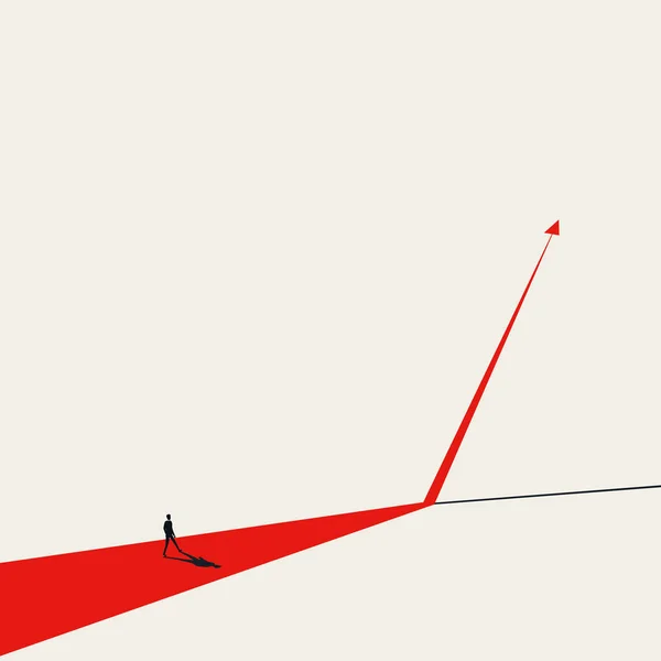 Plano de crescimento de negócios ou conceito de estratégia vetorial com seta para cima e homem de negócios. Símbolo de sucesso e ambição . —  Vetores de Stock