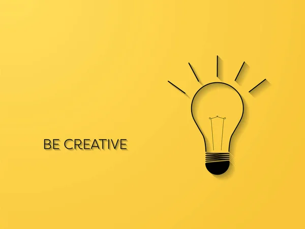 Símbolo de criatividade com lâmpada de arte de linha com conceito de vetor de sombras 3d. Símbolo de negócios para ideia, inovação, imaginação. — Vetor de Stock