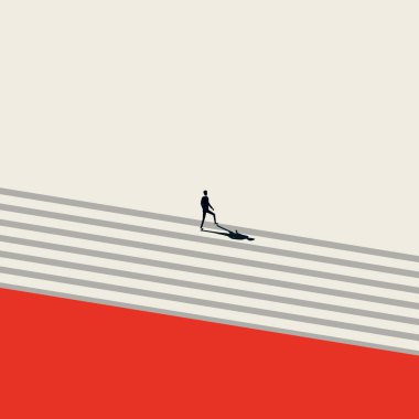 Minimalist sanatsal tarzda iş kariyeri geliştirme vektör kavramı. Büyümenin sembolü, başarı, şirket merdiveni.