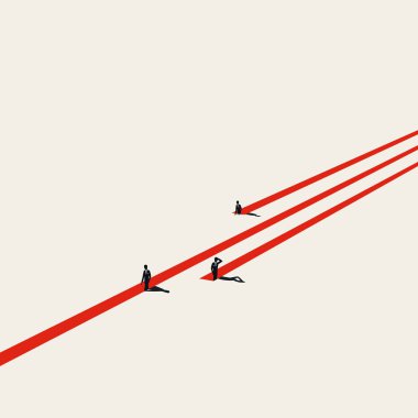 Başarılı bir liderle iş rekabet vektörü konsepti. Başarının, kazanmanın, başarının sembolü..