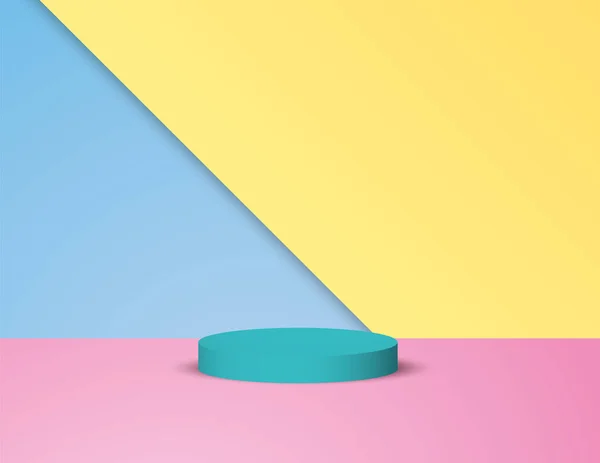 Βάθρο για την παρουσίαση των προϊόντων διανυσματικό υπόβαθρο με moder μαλακό παστέλ χρώματα σε ρεαλιστική 3d σκηνή. — Διανυσματικό Αρχείο