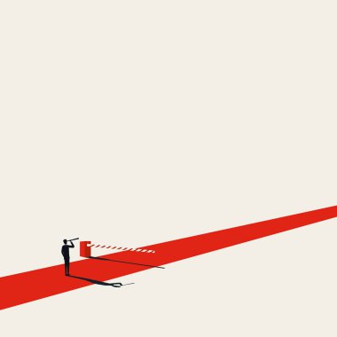 İş bariyeri vizyoner iş adamı vektör konseptiyle aşıldı. Geleceğin sembolü, problem çözme, motivasyon.