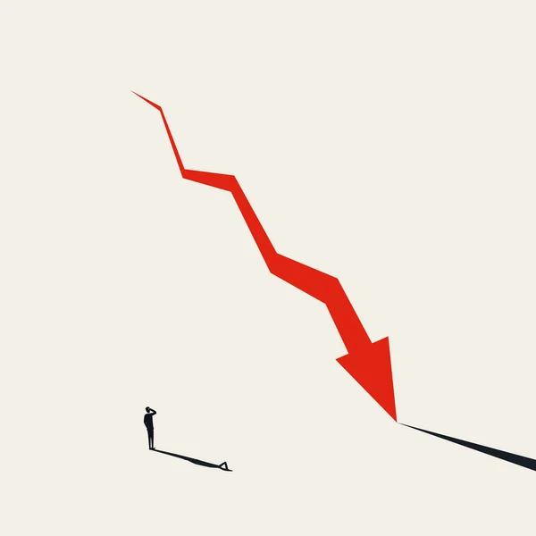 Crisis financiera, recesión, concepto vectorial de depresión con gráfico descendente. Símbolo del colapso del mercado de valores, quiebra. — Archivo Imágenes Vectoriales