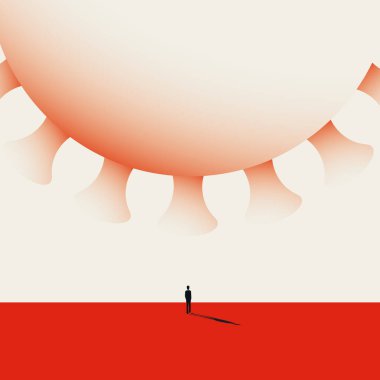 Coronavirus küresel salgınları vektör konsepti ve ekonomi ve finans için tehdit. Salgın hastalıklar ve belirsiz gelecek.