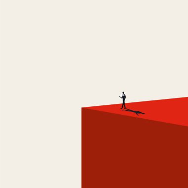 Akıllı telefon bağımlısı vektör konsepti. Elinde telefonla dipsiz kuyuya giden bir adam. Sosyal medya, ağların sembolü.