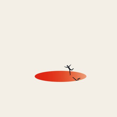 İşadamı delik vektör konseptine düşüyor. Borç sembolü, iflas, mali kriz.