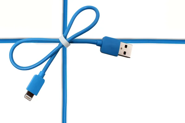 Blue Cable USB bow — Stock Photo, Image